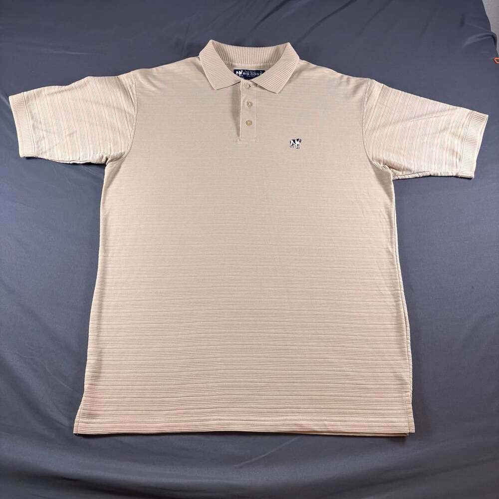 Big Dogs Polo Shirt Mens Size Large Beige Textured Short Sleeve